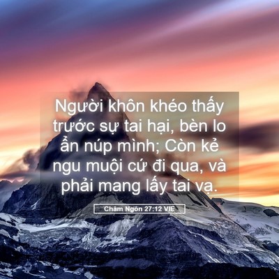 Picture 05 - Châm Ngôn 27:12 VIE - Người khôn khéo thấy trước sự tai - Bible Verse Picture