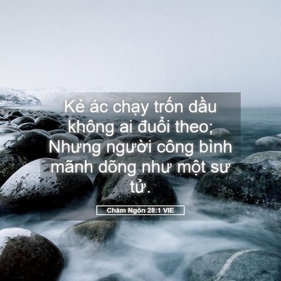 Picture 05 - Châm Ngôn 28:1 VIE - Kẻ ác chạy trốn dầu không ai đuổi - Bible Verse Picture