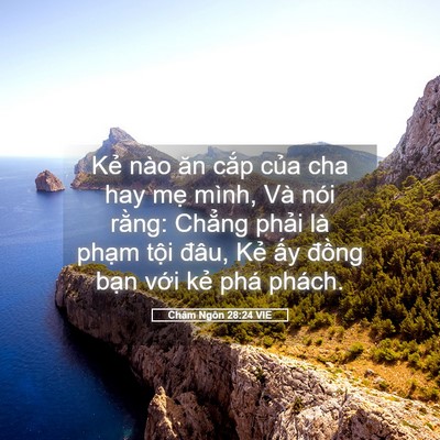 Picture 05 - Châm Ngôn 28:24 VIE - Kẻ nào ăn cắp của cha hay mẹ mình, Và - Bible Verse Picture