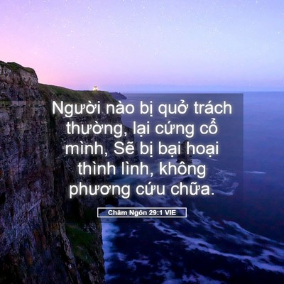 Picture 05 - Châm Ngôn 29:1 VIE - Người nào bị quở trách thường, lại - Bible Verse Picture