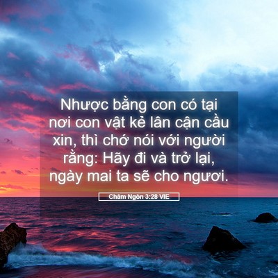 Picture 05 - Châm Ngôn 3:28 VIE - Nhược bằng con có tại nơi con vật kẻ - Bible Verse Picture