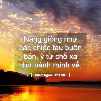 Picture 05 - Châm Ngôn 31:14 VIE - Nàng giống như các chiếc tàu buôn bán, - Bible Verse Picture