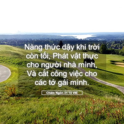 Picture 05 - Châm Ngôn 31:15 VIE - Nàng thức dậy khi trời còn tối, Phát - Bible Verse Picture