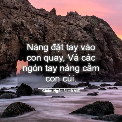Picture 05 - Châm Ngôn 31:19 VIE - Nàng đặt tay vào con quay, Và các ngón - Bible Verse Picture