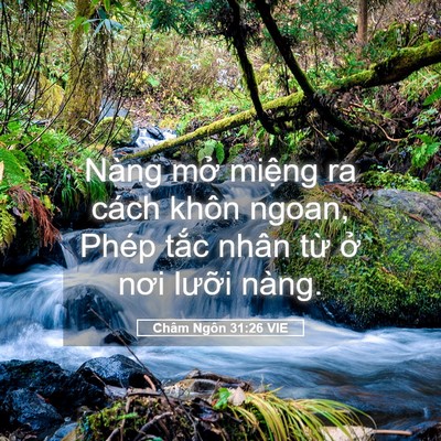 Picture 05 - Châm Ngôn 31:26 VIE - Nàng mở miệng ra cách khôn ngoan, Phép - Bible Verse Picture