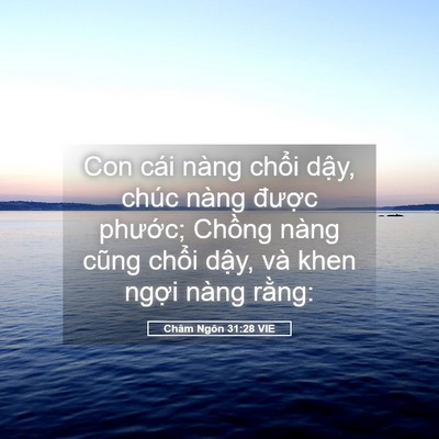 Picture 05 - Châm Ngôn 31:28 VIE - Con cái nàng chổi dậy, chúc nàng được - Bible Verse Picture