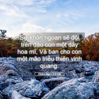 Picture 05 - Châm Ngôn 4:9 VIE - Sự khôn ngoan sẽ đội trên đầu con - Bible Verse Picture