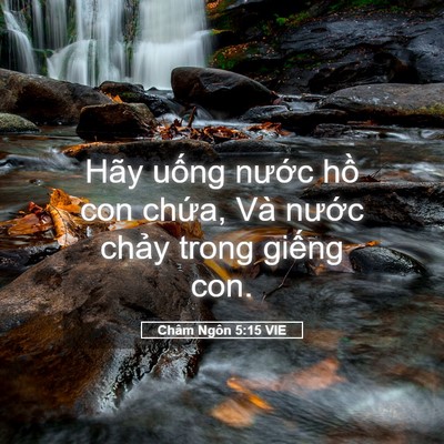 Picture 05 - Châm Ngôn 5:15 VIE - Hãy uống nước hồ con chứa, Và nước - Bible Verse Picture