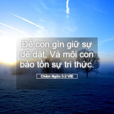 Picture 05 - Châm Ngôn 5:2 VIE - Để con gìn giữ sự dẽ dặt, Và môi - Bible Verse Picture