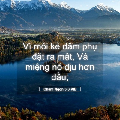 Picture 05 - Châm Ngôn 5:3 VIE - Vì môi kẻ dâm phụ đặt ra mật, Và - Bible Verse Picture