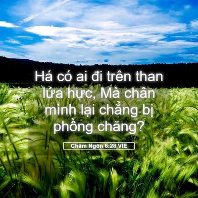 Picture 05 - Châm Ngôn 6:28 VIE - Há có ai đi trên than lửa hực, Mà chân - Bible Verse Picture