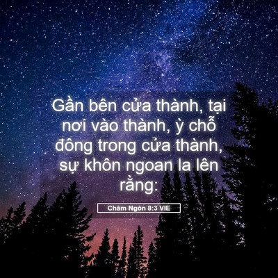 Picture 05 - Châm Ngôn 8:3 VIE - Gần bên cửa thành, tại nơi vào thành, - Bible Verse Picture