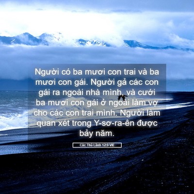 Picture 05 - Các Thủ Lãnh 12:9 VIE - Người có ba mươi con trai và ba mươi con - Bible Verse Picture