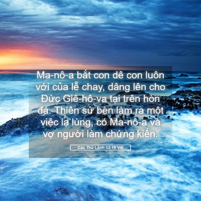 Picture 05 - Các Thủ Lãnh 13:19 VIE - Ma-nô-a bắt con dê con luôn với của lễ - Bible Verse Picture