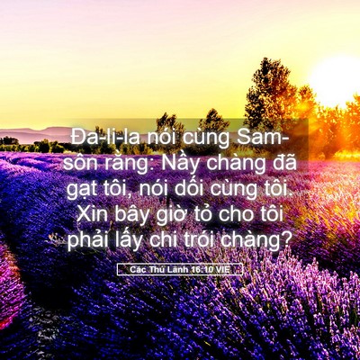 Picture 05 - Các Thủ Lãnh 16:10 VIE - Đa-li-la nói cùng Sam-sôn rằng: Nầy - Bible Verse Picture