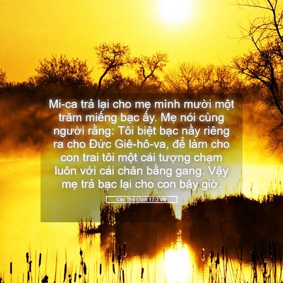 Picture 05 - Các Thủ Lãnh 17:3 VIE - Mi-ca trả lại cho mẹ mình mười một - Bible Verse Picture