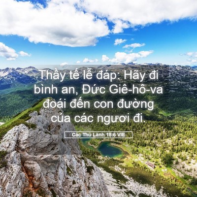 Picture 05 - Các Thủ Lãnh 18:6 VIE - Thầy tế lễ đáp: Hãy đi bình an, Đức - Bible Verse Picture