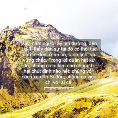 Picture 05 - Các Thủ Lãnh 18:7 VIE - Vậy, năm người ấy lên đường, đến - Bible Verse Picture