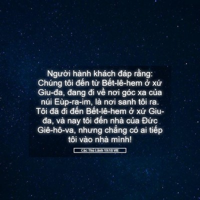 Picture 05 - Các Thủ Lãnh 19:18 VIE - Người hành khách đáp rằng: Chúng tôi - Bible Verse Picture