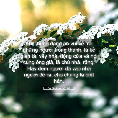 Picture 05 - Các Thủ Lãnh 19:22 VIE - Khi chúng đang ăn vui vẻ, có những - Bible Verse Picture