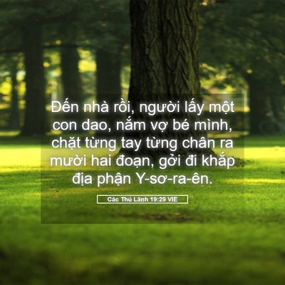 Picture 05 - Các Thủ Lãnh 19:29 VIE - Đến nhà rồi, người lấy một con dao, - Bible Verse Picture