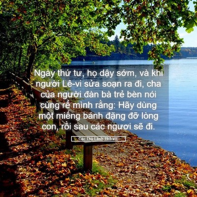 Picture 05 - Các Thủ Lãnh 19:5 VIE - Ngày thứ tư, họ dậy sớm, và khi - Bible Verse Picture