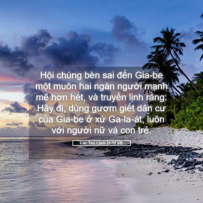 Picture 05 - Các Thủ Lãnh 21:10 VIE - Hội chúng bèn sai đến Gia-be một muôn - Bible Verse Picture