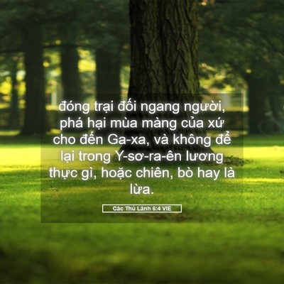 Picture 05 - Các Thủ Lãnh 6:4 VIE - đóng trại đối ngang người, phá hại - Bible Verse Picture