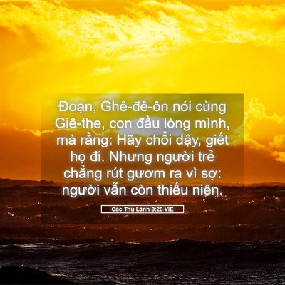 Picture 05 - Các Thủ Lãnh 8:20 VIE - Đoạn, Ghê-đê-ôn nói cùng Giê-the, con - Bible Verse Picture