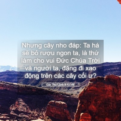 Picture 05 - Các Thủ Lãnh 9:13 VIE - Nhưng cây nho đáp: Ta há sẽ bỏ rượu - Bible Verse Picture