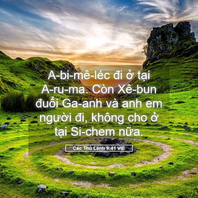 Picture 05 - Các Thủ Lãnh 9:41 VIE - A-bi-mê-léc đi ở tại A-ru-ma. Còn Xê-bun - Bible Verse Picture