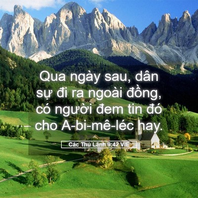 Picture 05 - Các Thủ Lãnh 9:42 VIE - Qua ngày sau, dân sự đi ra ngoài đồng, - Bible Verse Picture
