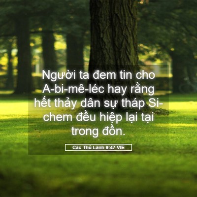 Picture 05 - Các Thủ Lãnh 9:47 VIE - Người ta đem tin cho A-bi-mê-léc hay rằng - Bible Verse Picture