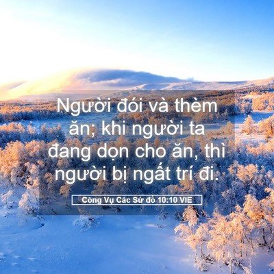 Picture 05 - Công Vụ Các Sứ đồ 10:10 VIE - Người đói và thèm ăn; khi người ta - Bible Verse Picture