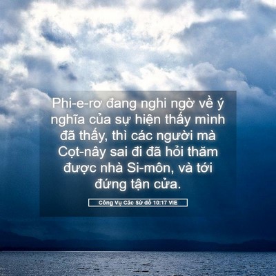 Picture 05 - Công Vụ Các Sứ đồ 10:17 VIE - Phi-e-rơ đang nghi ngờ về ý nghĩa của - Bible Verse Picture