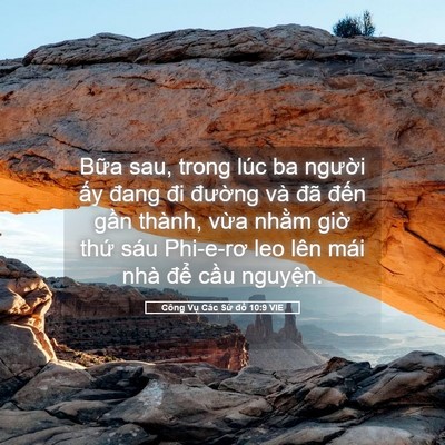 Picture 05 - Công Vụ Các Sứ đồ 10:9 VIE - Bữa sau, trong lúc ba người ấy đang đi - Bible Verse Picture