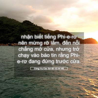Picture 05 - Công Vụ Các Sứ đồ 12:14 VIE - nhận biết tiếng Phi-e-rơ nên mừng rỡ - Bible Verse Picture