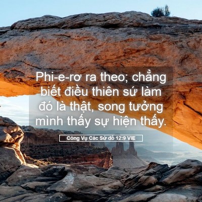 Picture 05 - Công Vụ Các Sứ đồ 12:9 VIE - Phi-e-rơ ra theo; chẳng biết điều thiên - Bible Verse Picture