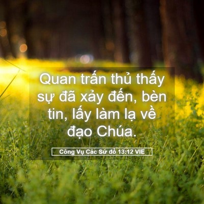 Picture 05 - Công Vụ Các Sứ đồ 13:12 VIE - Quan trấn thủ thấy sự đã xảy đến, - Bible Verse Picture