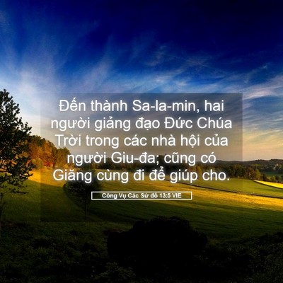 Picture 05 - Công Vụ Các Sứ đồ 13:5 VIE - Đến thành Sa-la-min, hai người giảng - Bible Verse Picture