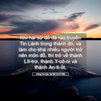 Picture 05 - Công Vụ Các Sứ đồ 14:21 VIE - Khi hai sứ đồ đã rao truyền Tin Lành - Bible Verse Picture