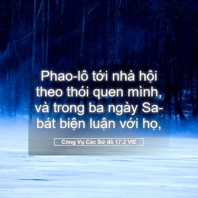 Picture 05 - Công Vụ Các Sứ đồ 17:2 VIE - Phao-lô tới nhà hội theo thói quen mình, - Bible Verse Picture