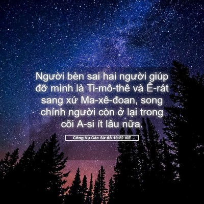 Picture 05 - Công Vụ Các Sứ đồ 19:22 VIE - Người bèn sai hai người giúp đỡ mình - Bible Verse Picture
