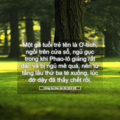 Picture 05 - Công Vụ Các Sứ đồ 20:9 VIE - Một gã tuổi trẻ tên là Ơ-tích, ngồi - Bible Verse Picture