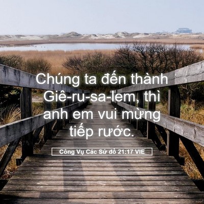 Picture 05 - Công Vụ Các Sứ đồ 21:17 VIE - Chúng ta đến thành Giê-ru-sa-lem, thì anh - Bible Verse Picture