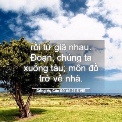 Picture 05 - Công Vụ Các Sứ đồ 21:6 VIE - rồi từ giã nhau. Đoạn, chúng ta xuống - Bible Verse Picture