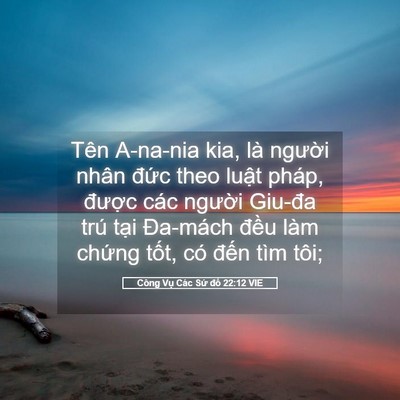 Picture 05 - Công Vụ Các Sứ đồ 22:12 VIE - Tên A-na-nia kia, là người nhân đức theo - Bible Verse Picture