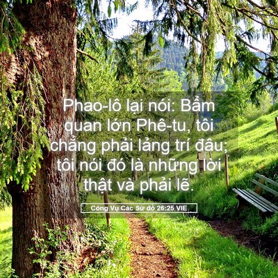 Picture 05 - Công Vụ Các Sứ đồ 26:25 VIE - Phao-lô lại nói: Bẩm quan lớn Phê-tu, - Bible Verse Picture