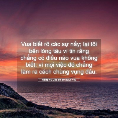 Picture 05 - Công Vụ Các Sứ đồ 26:26 VIE - Vua biết rõ các sự nầy; lại tôi bền - Bible Verse Picture