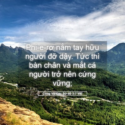 Picture 05 - Công Vụ Các Sứ đồ 3:7 VIE - Phi-e-rơ nắm tay hữu người đỡ dậy. - Bible Verse Picture